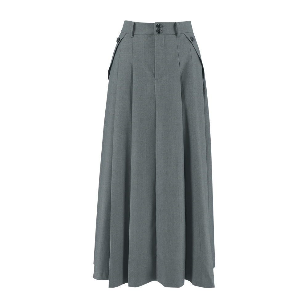 ILEY伊蕾 立體打摺西裝長裙(鐵灰色；M-XL)1241602207_4