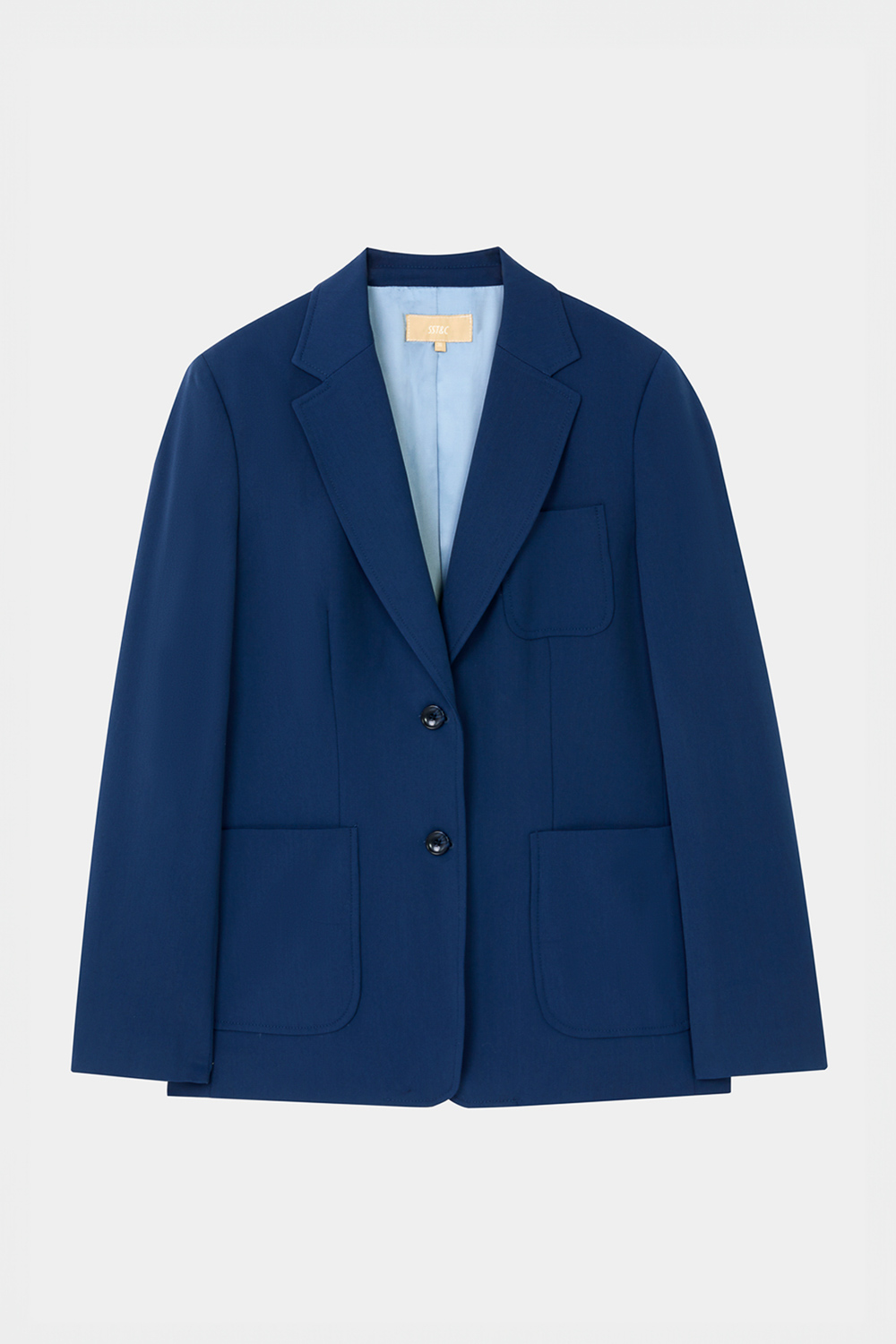 SST&C Dark Blue Square Collar Long Suit Jacket | 7162403004  (Outlet)_7