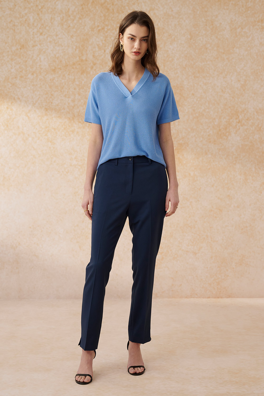 SST&C Dark Blue Fitted Suit Trousers | 7262403004  (Outlet)_1