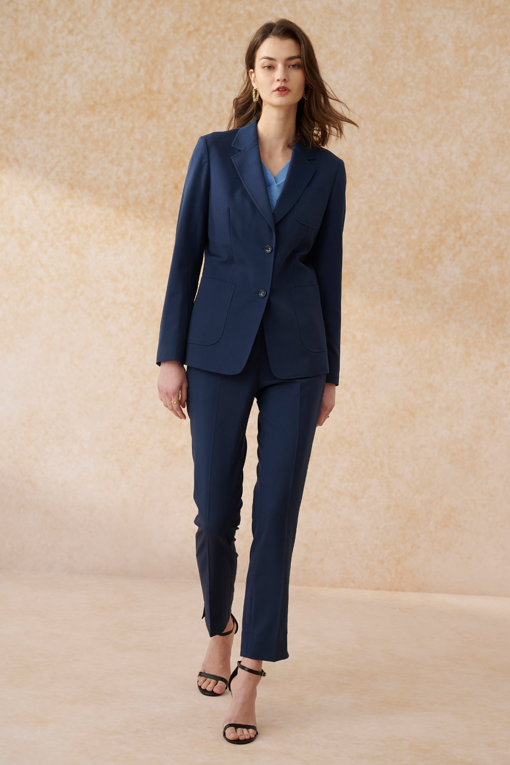 SST&C Dark Blue Fitted Suit Trousers | 7262403004  (Outlet)_5