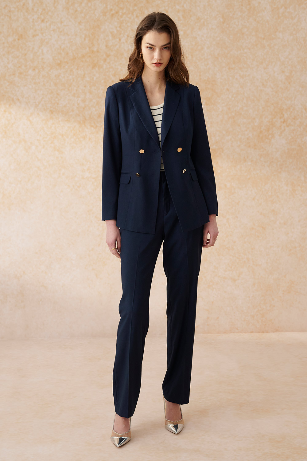SST&C Navy Blue Straight Fit Suit Trousers | 7262403005  (Outlet)_1