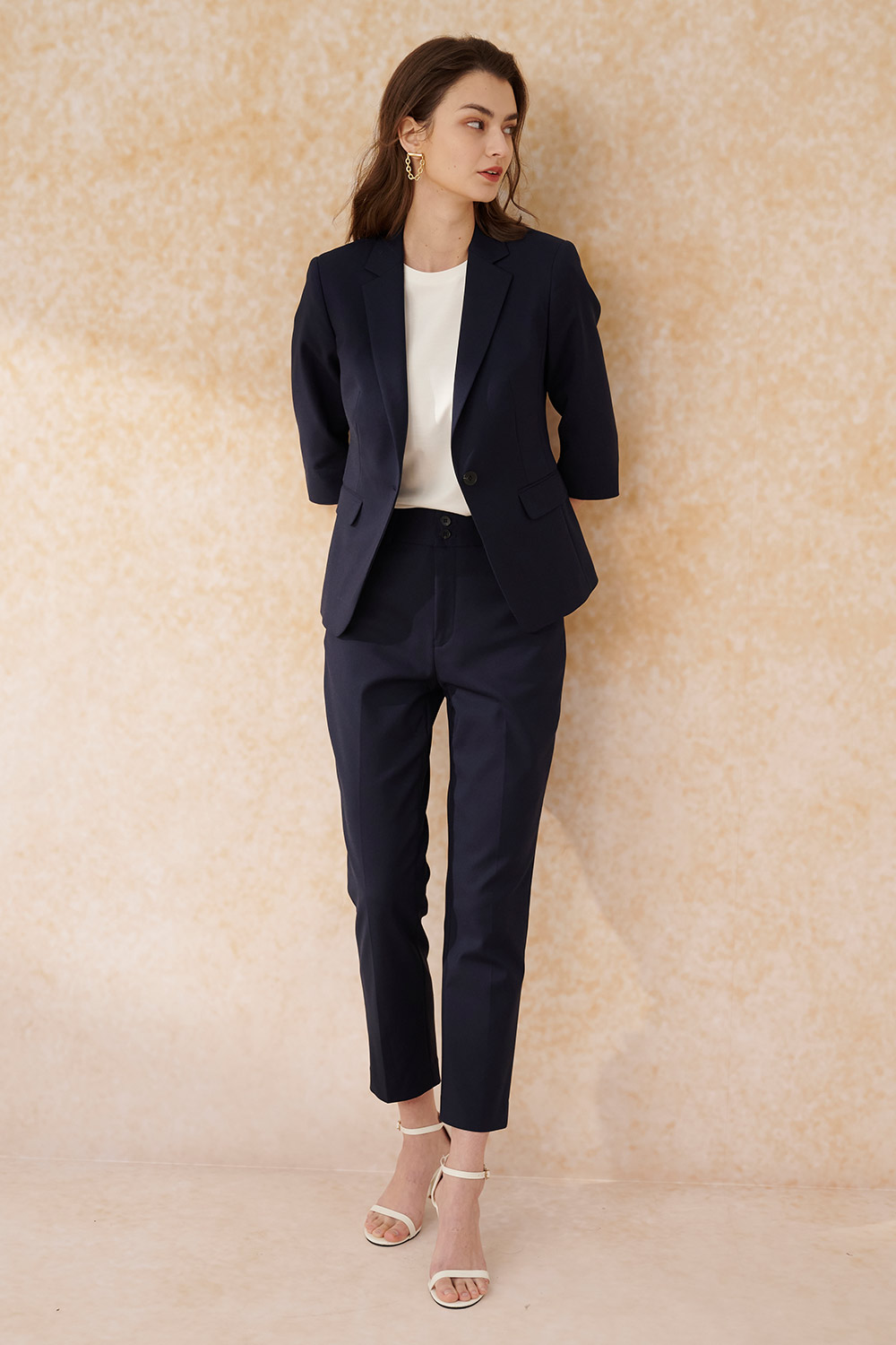 SST&C Navy Fitted Suit Trousers | 7262403007  (Outlet)_2