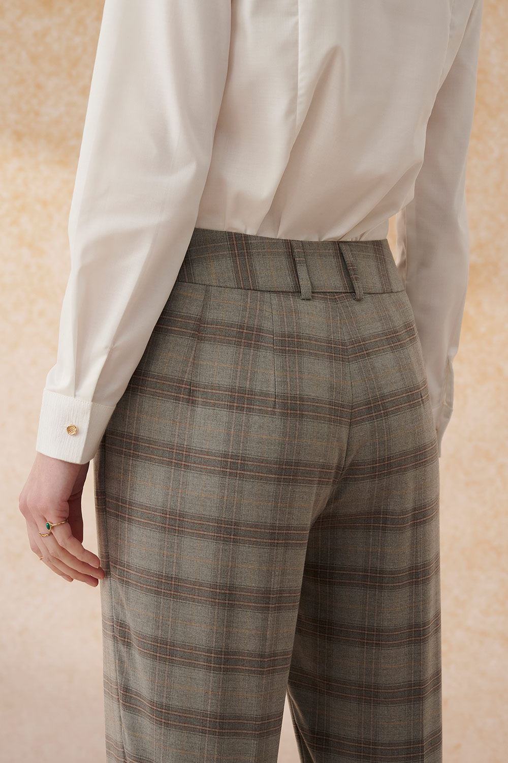SST&C Gray and Brown Check Pattern Fitted Suit Trousers | 7262403009  (Outlet)_6
