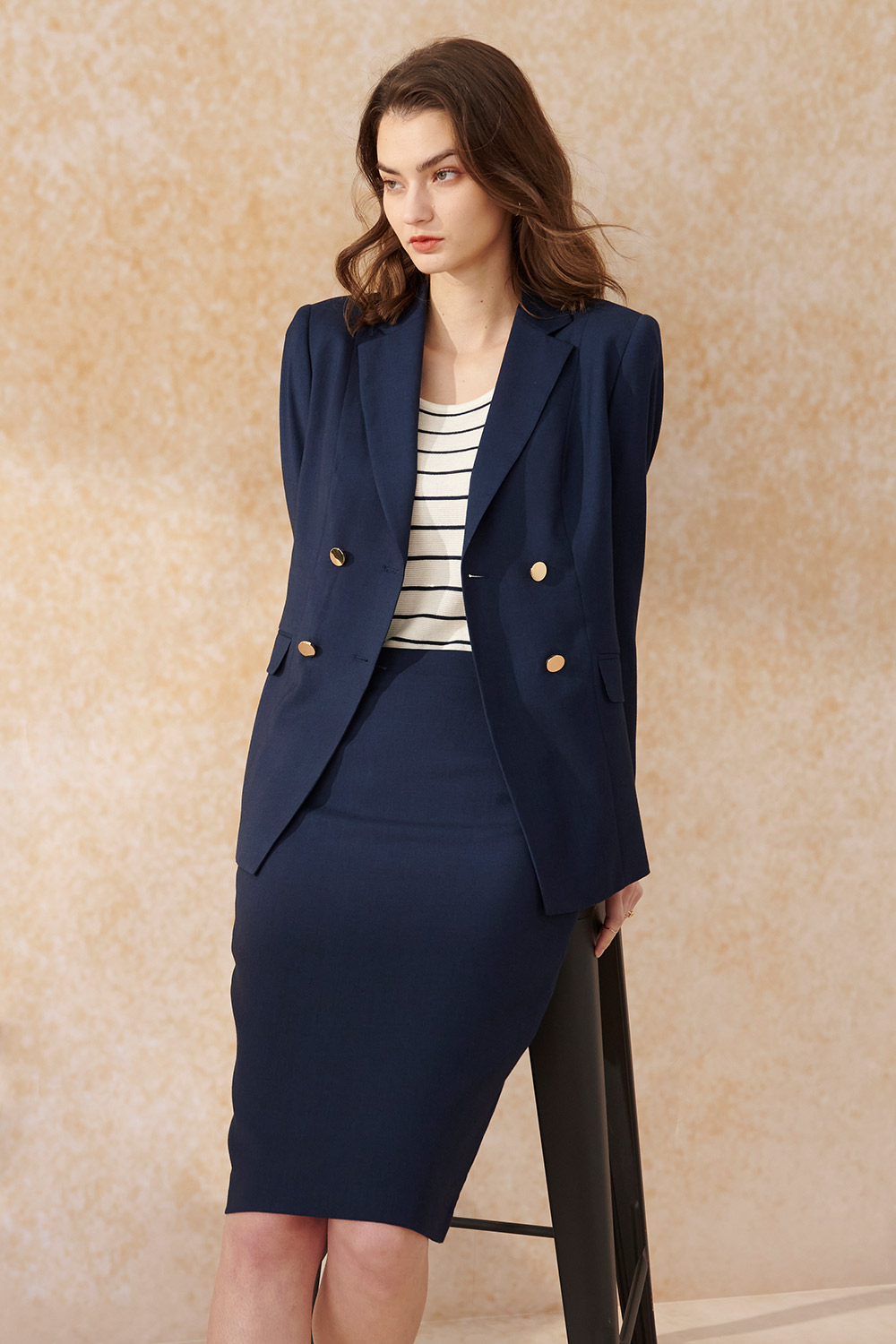 SST&C Navy Fitted Skirt | 7462403005  (Outlet)_0