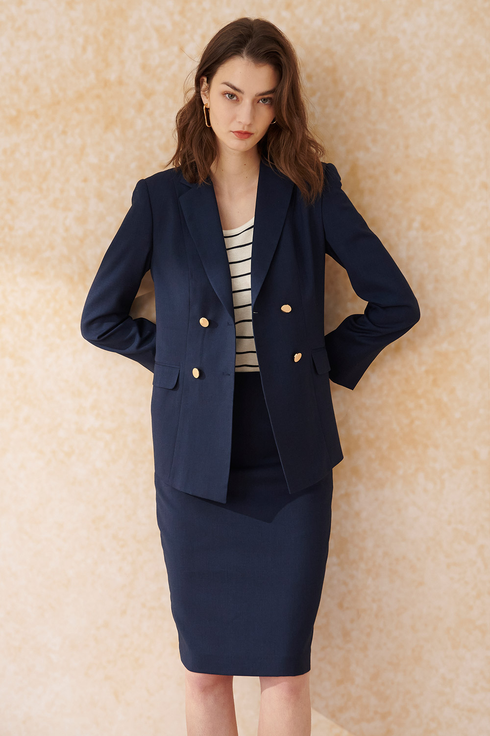 SST&C Navy Fitted Skirt | 7462403005  (Outlet)_1