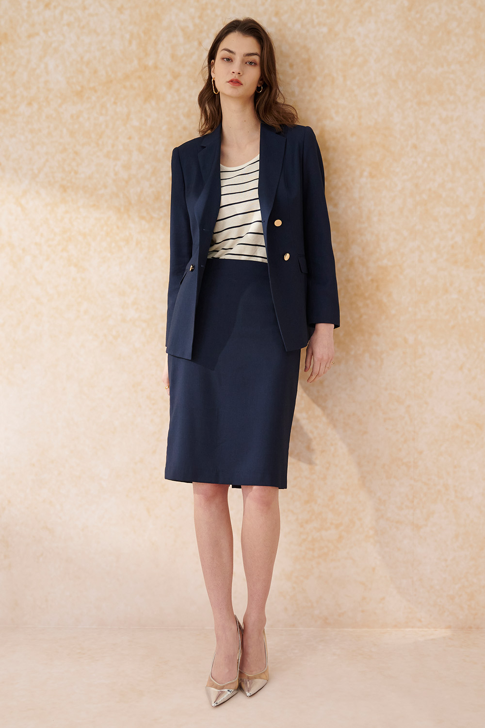 SST&C Navy Fitted Skirt | 7462403005  (Outlet)_3