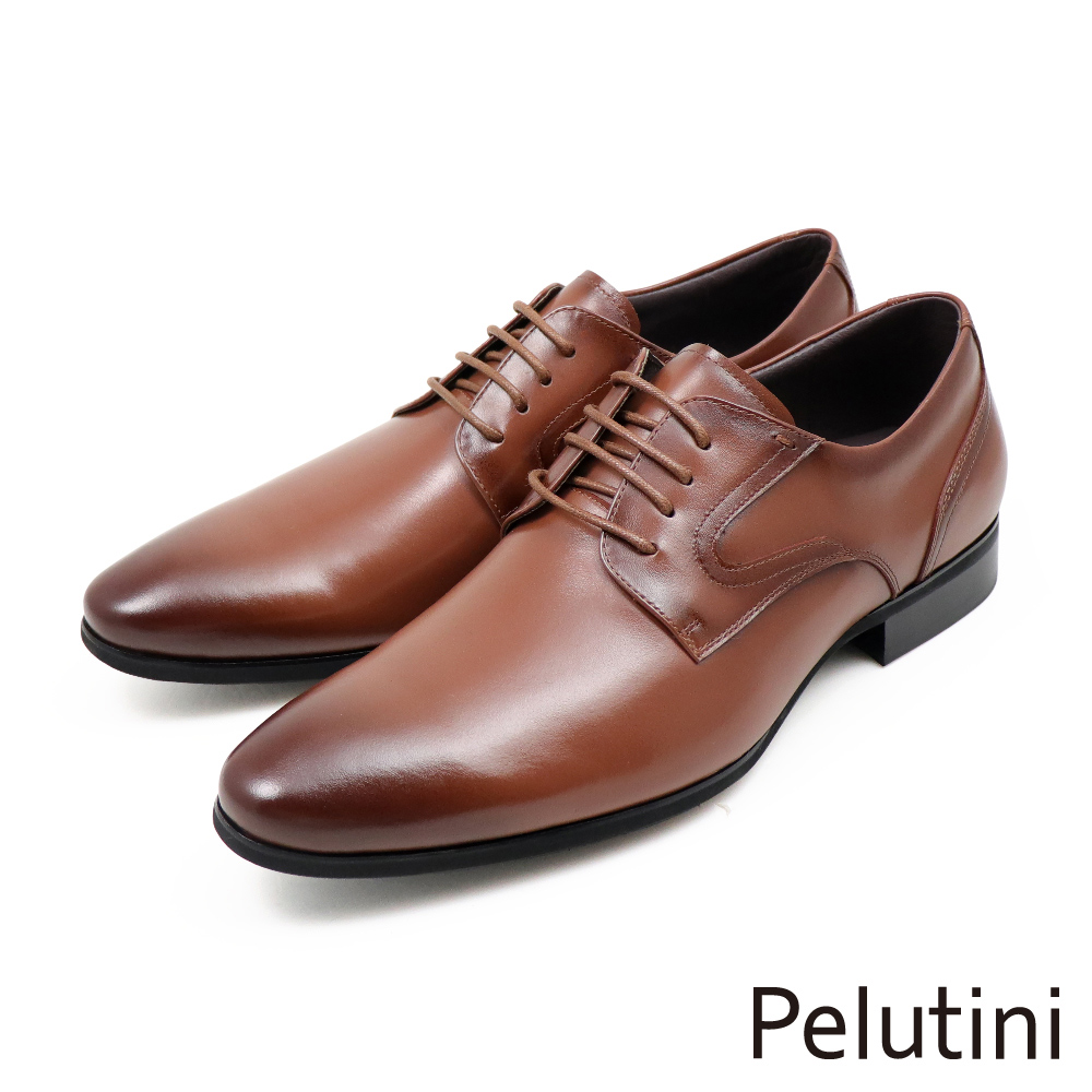 【Pelutini】經典商務設計綁帶德比鞋 棕色(312071-BR)