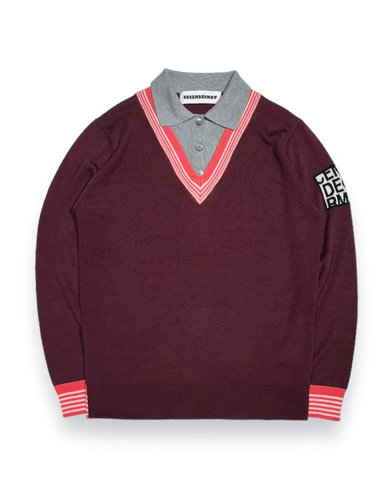 【DECEMBERMAY】Avignon Fake layered Knit Polo_WOMEN 2-312-1005