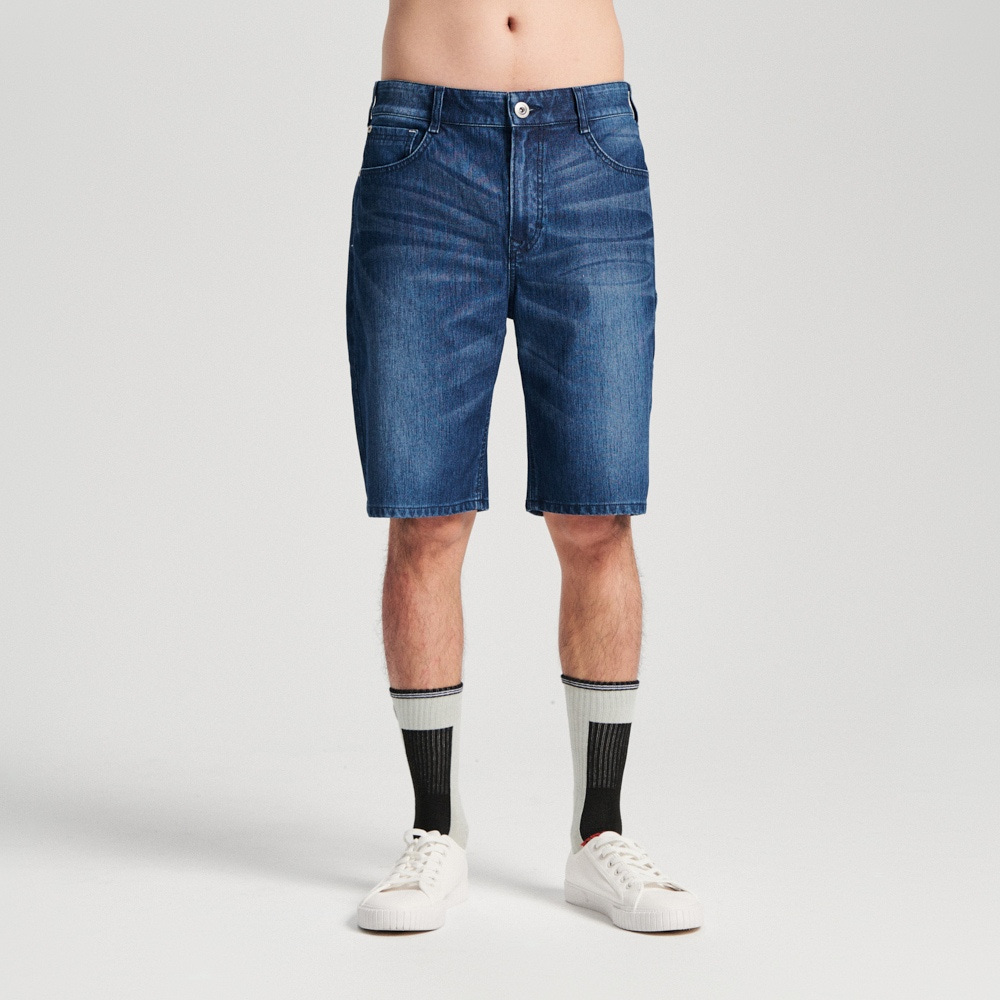 EDWIN｜JERSEYS｜男裝｜冰河玉中腰寬丹寧迦績短褲