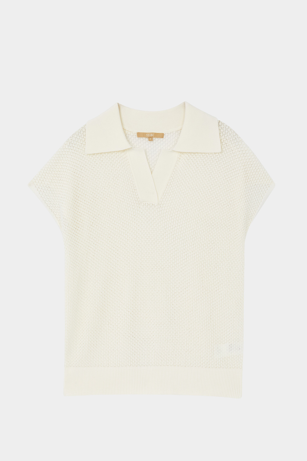 SST&C White Jacquard Polo Sweater | 8662402001  (Outlet)_5