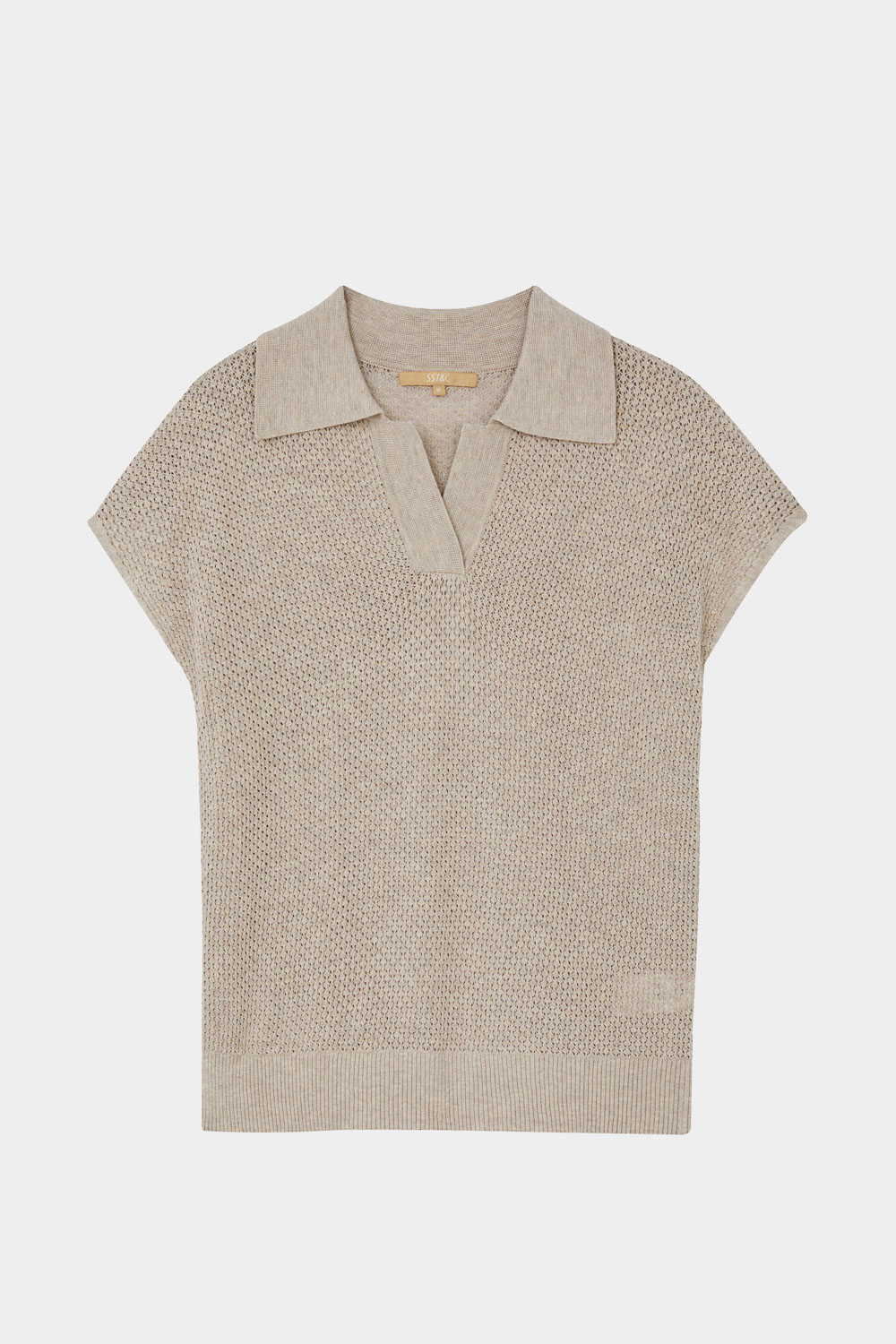 SST&C Beige Jacquard Polo Sweater | 8662402003  (Outlet)_5