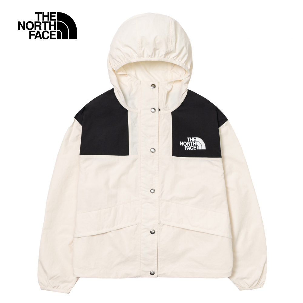 The North Face北面女款米白色防風防潑水連帽防風外套｜5JXOQLI_0