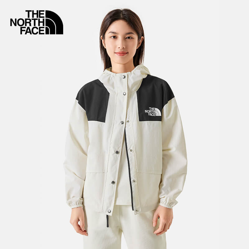 The North Face北面女款米白色防風防潑水連帽防風外套｜5JXOQLI_9