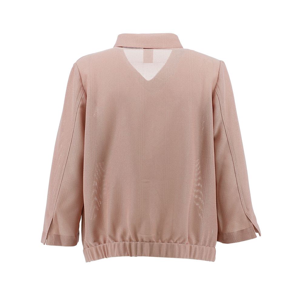 ILEY伊蕾 網格七分袖襯衫式外套(粉色；M-XL)1241014006_5