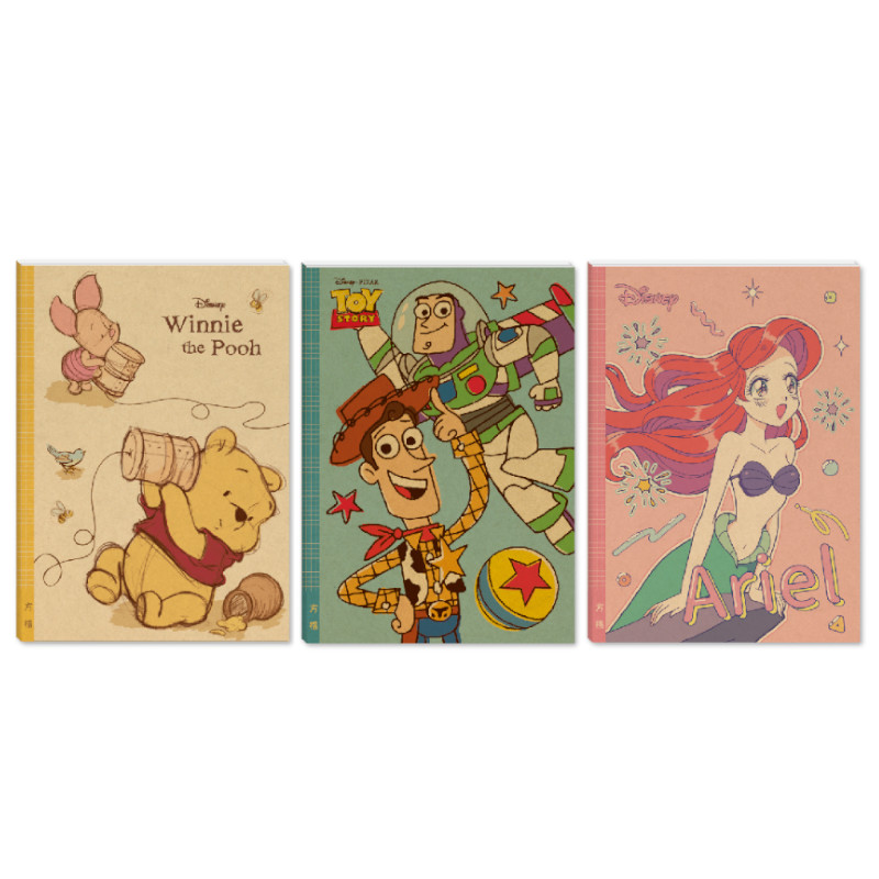 迪士尼Disney 方格定頁筆記本 25K-維尼/玩具/小美人魚_0