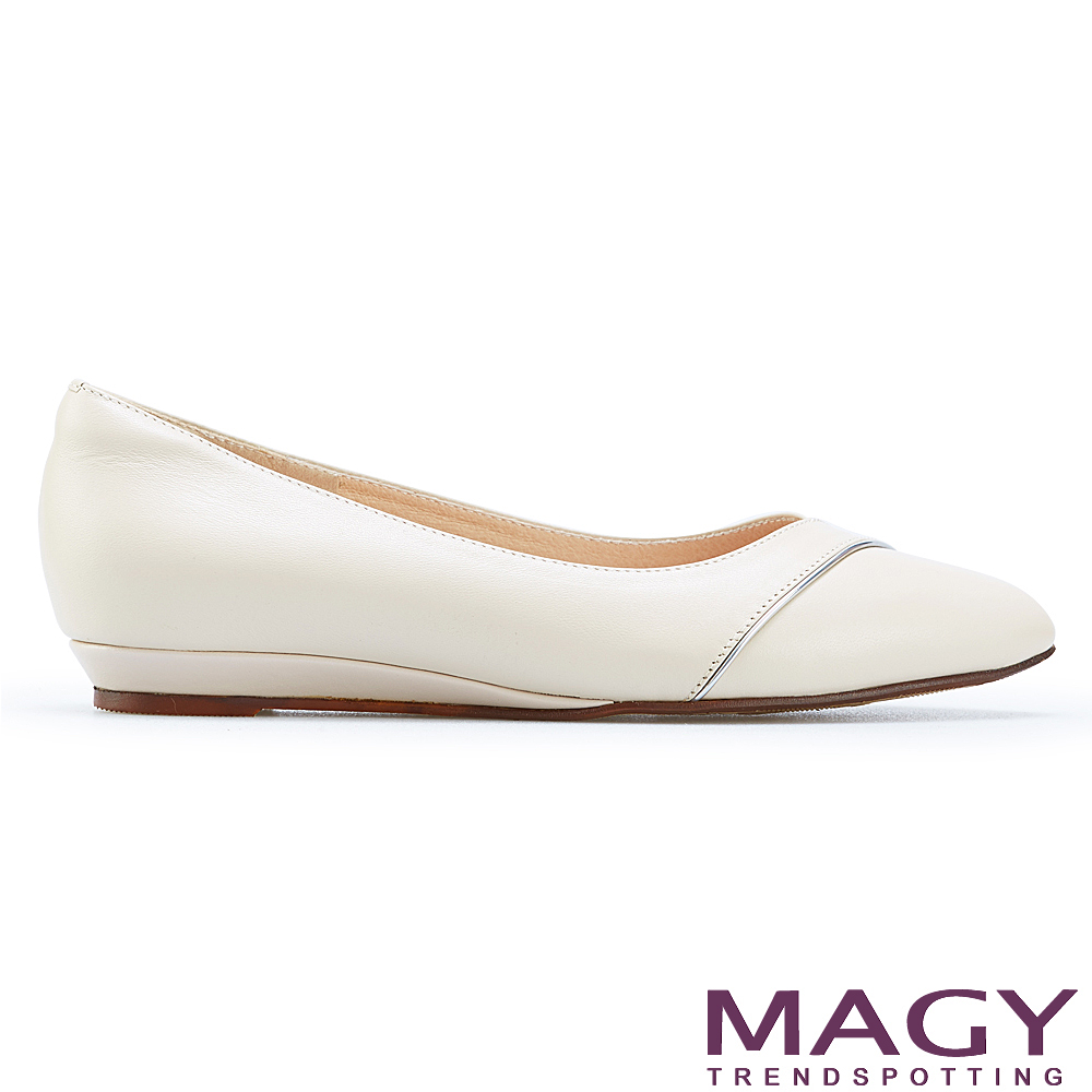 MAGY 真皮親膚舒適尖頭平底鞋 杏色 #15201