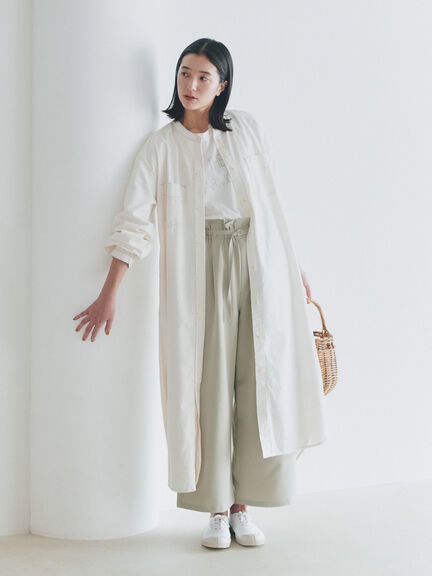ECO DENIM 環保素材雙口袋圓領牛仔襯衫洋裝(FG41L0H0180) - Samansa Mos2 blue