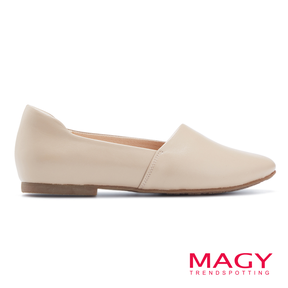 MAGY 樂活真皮素面平底鞋 裸色 #15261