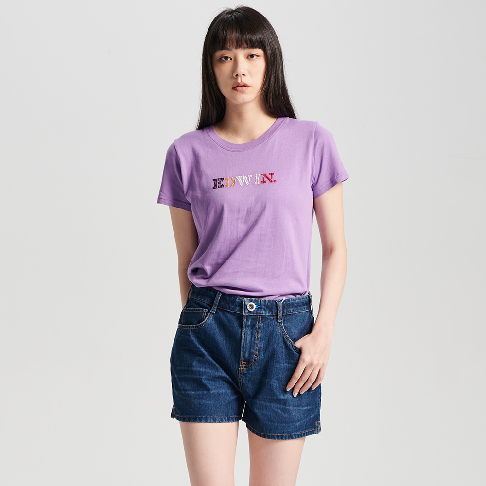 EDWIN｜女裝｜圓點刺繡印花短袖T恤