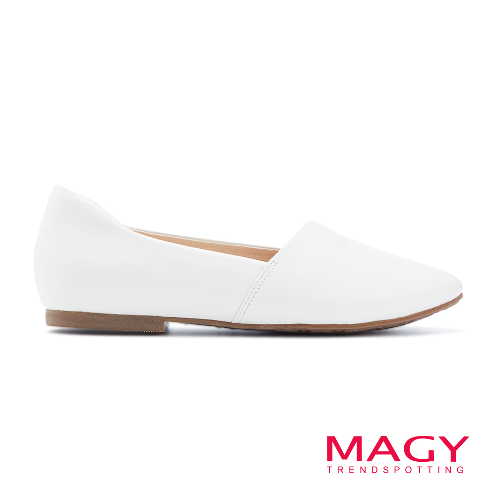 MAGY 樂活真皮素面平底鞋 白色 #15261