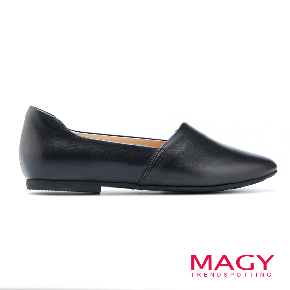 MAGY 樂活真皮素面平底鞋 黑色 #15261