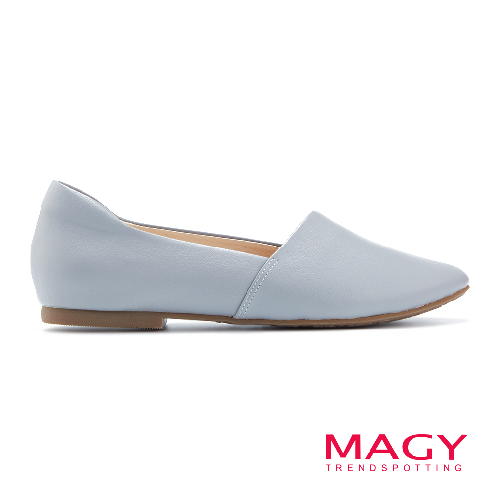 MAGY 樂活真皮素面平底鞋 灰色 #15261