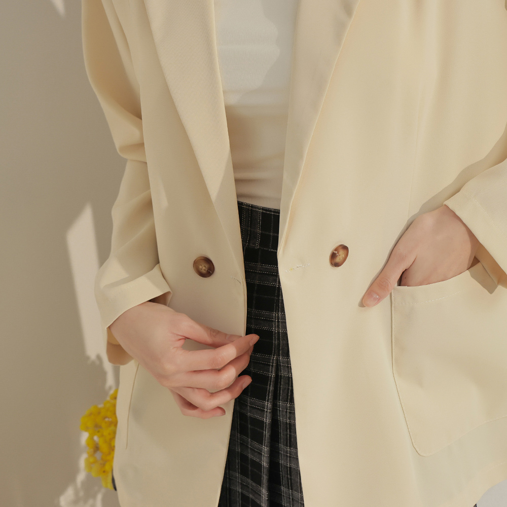 知性口袋西裝外套-杏【KT28918】_3