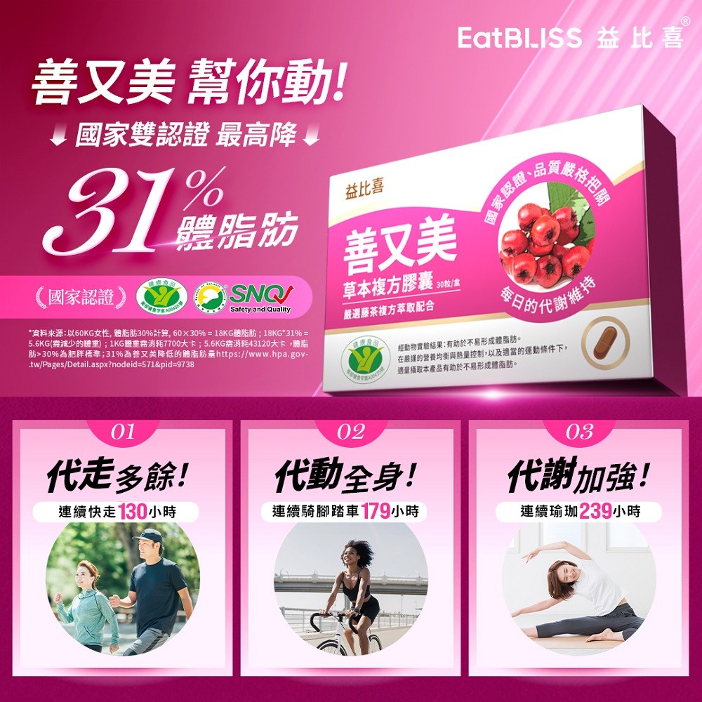 【Eatbliss益比喜】善又美草本複方膠囊(30粒/盒)+善又美代謝神孅茶(10包/盒)_3