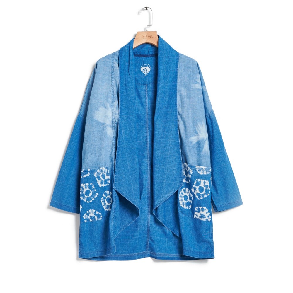 江戶勝｜INDIGO｜女裝｜扎染絲瓜領罩衫