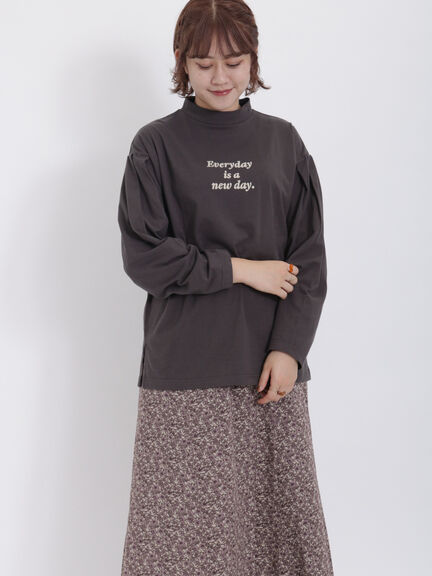 簡約刺繡標語長袖上衣(FL37L1C0380) - Samansa Mos2
