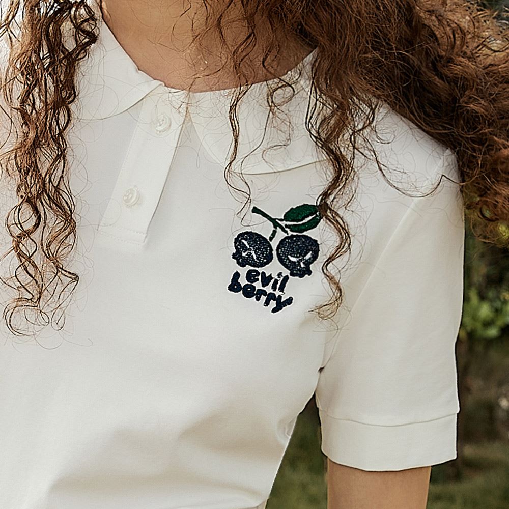 OUWEY歐薇 小惡魔櫻桃刺繡棉質上衣(白色；S-L)3242171219_2