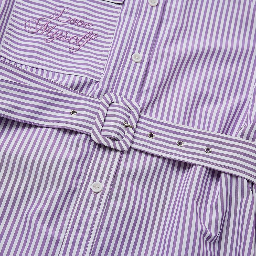 OUWEY歐薇 撞色領刺繡口袋條紋襯衫洋裝(紫色；S-L)3242257705_3