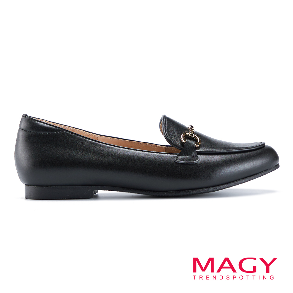 MAGY 馬銜釦牛皮樂福平底鞋 黑色 #15274