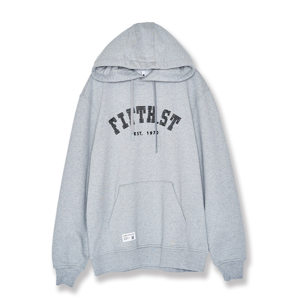 5th STREET｜男裝｜休閒印花長袖帽T｜灰色