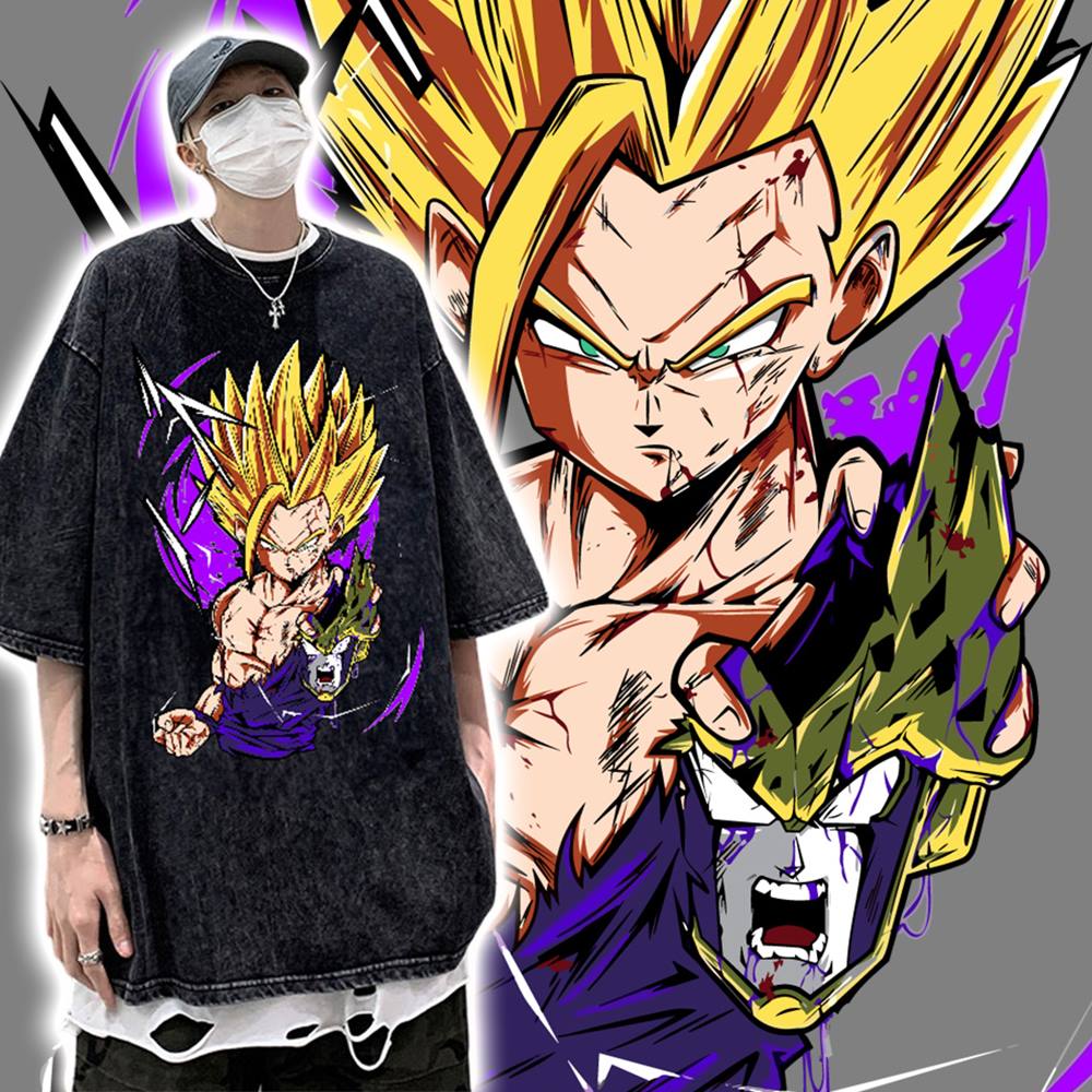 提著西魯的頭 悟飯 超級賽亞人4 SON GOHAN V4 純棉美式做舊水洗短TEE 純棉 台灣製 獨家自訂款_0