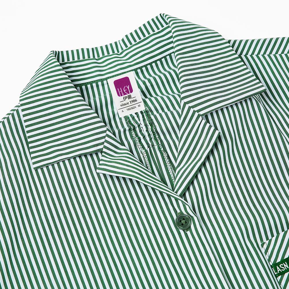 ILEY伊蕾 笑臉造型口袋條紋排釦上衣(綠色；M-XL)1241441502_2