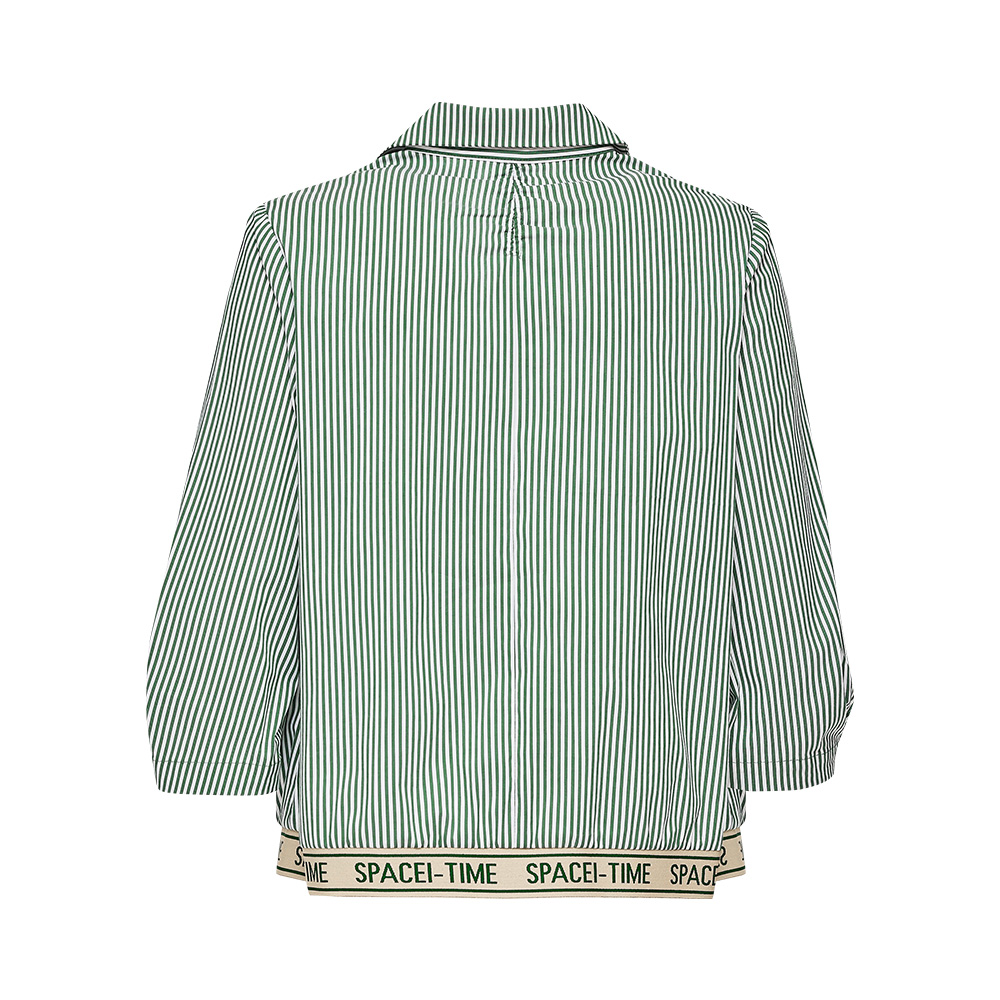 ILEY伊蕾 笑臉造型口袋條紋排釦上衣(綠色；M-XL)1241441502_5