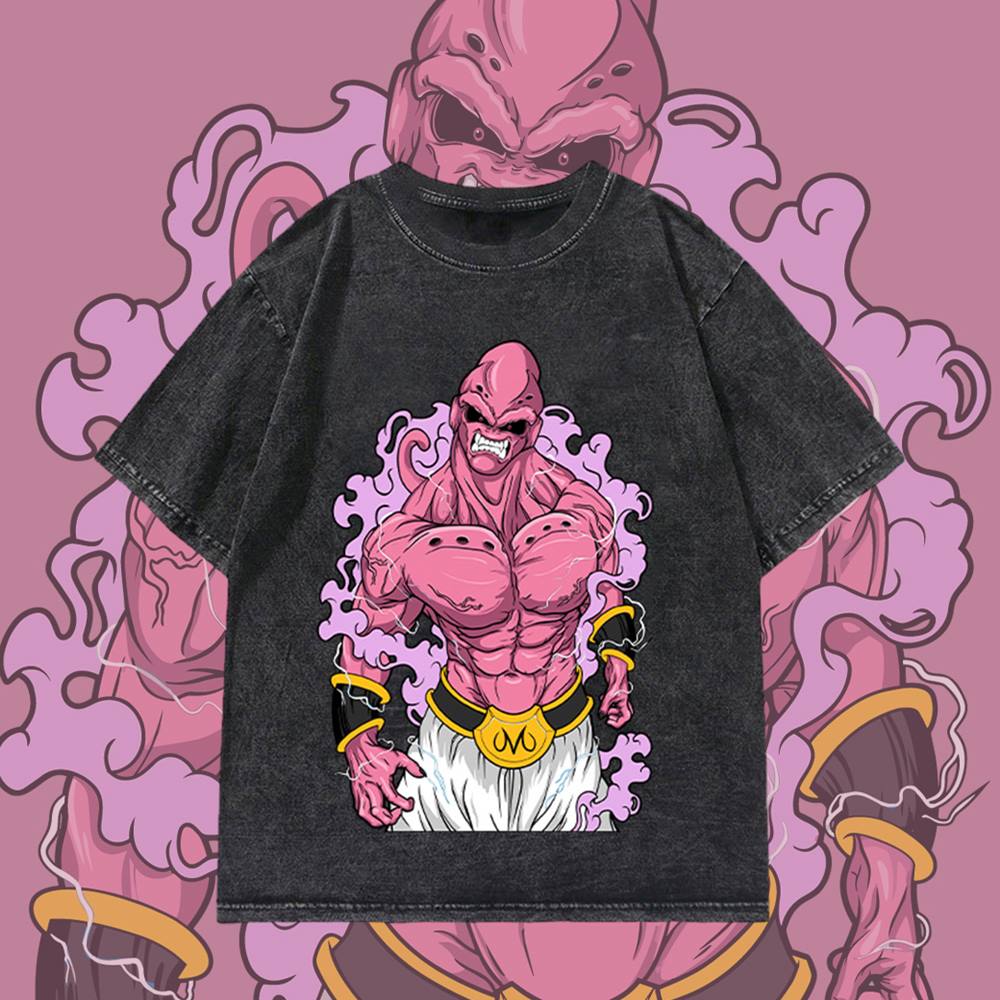 極度兇殘的破壞者 魔人烏普-惡-MAJIN Buu 七龍珠 純棉美式做舊水洗短TEE 純棉 台灣製 獨家自訂款_0