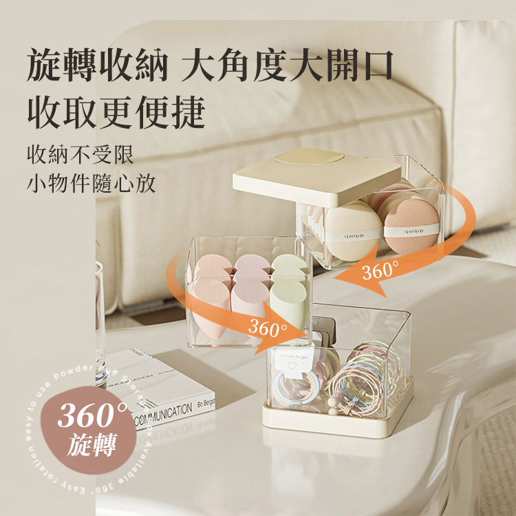 美妝蛋粉撲旋轉收納盒 粉撲收納盒 海棉收納盒 粉撲盒 蜜粉撲盒 氣墊粉撲盒 美妝蛋收納盒【YX0417】《約翰家庭百貨_5