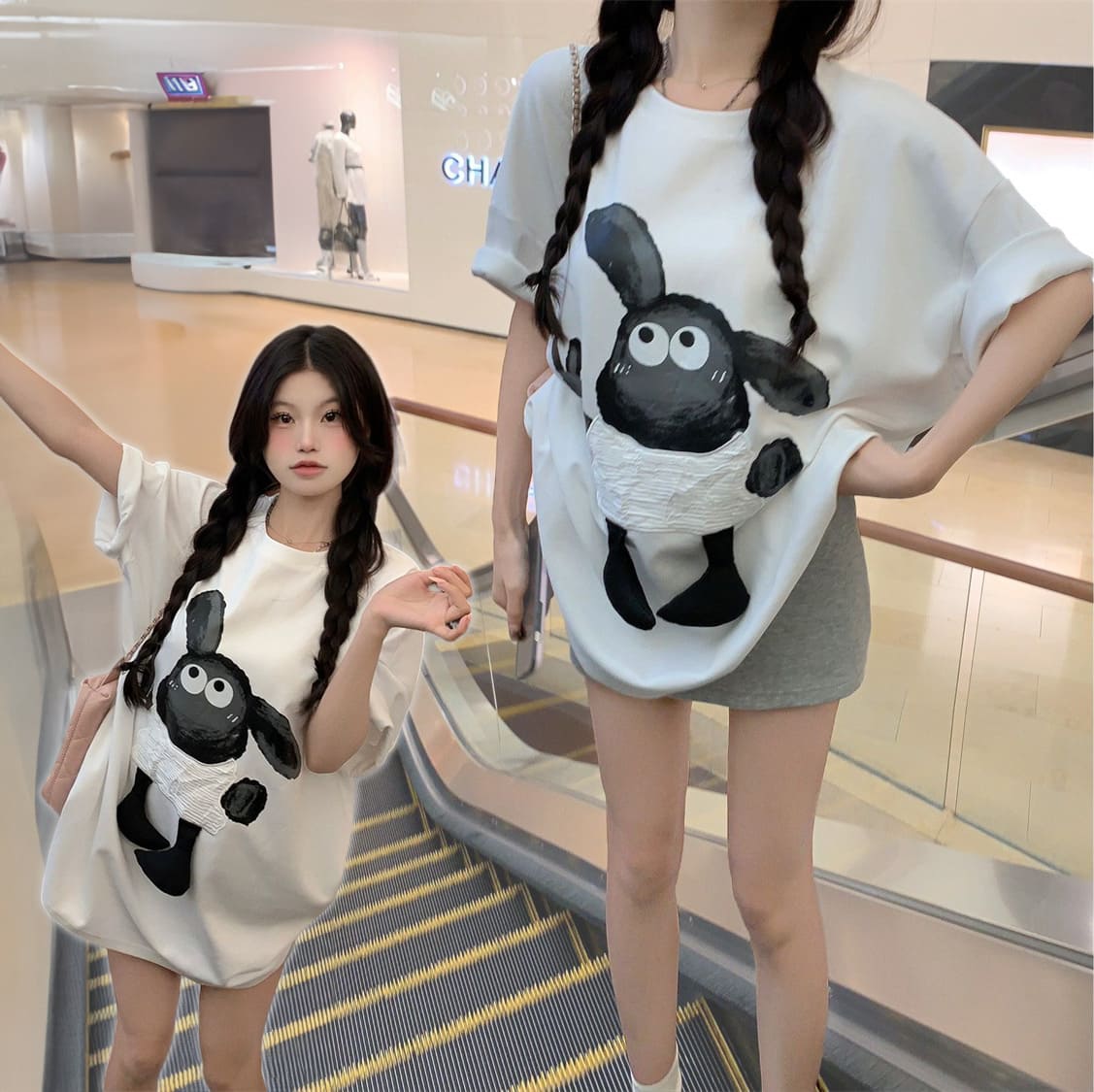 小羊立體圖案圓領T_0