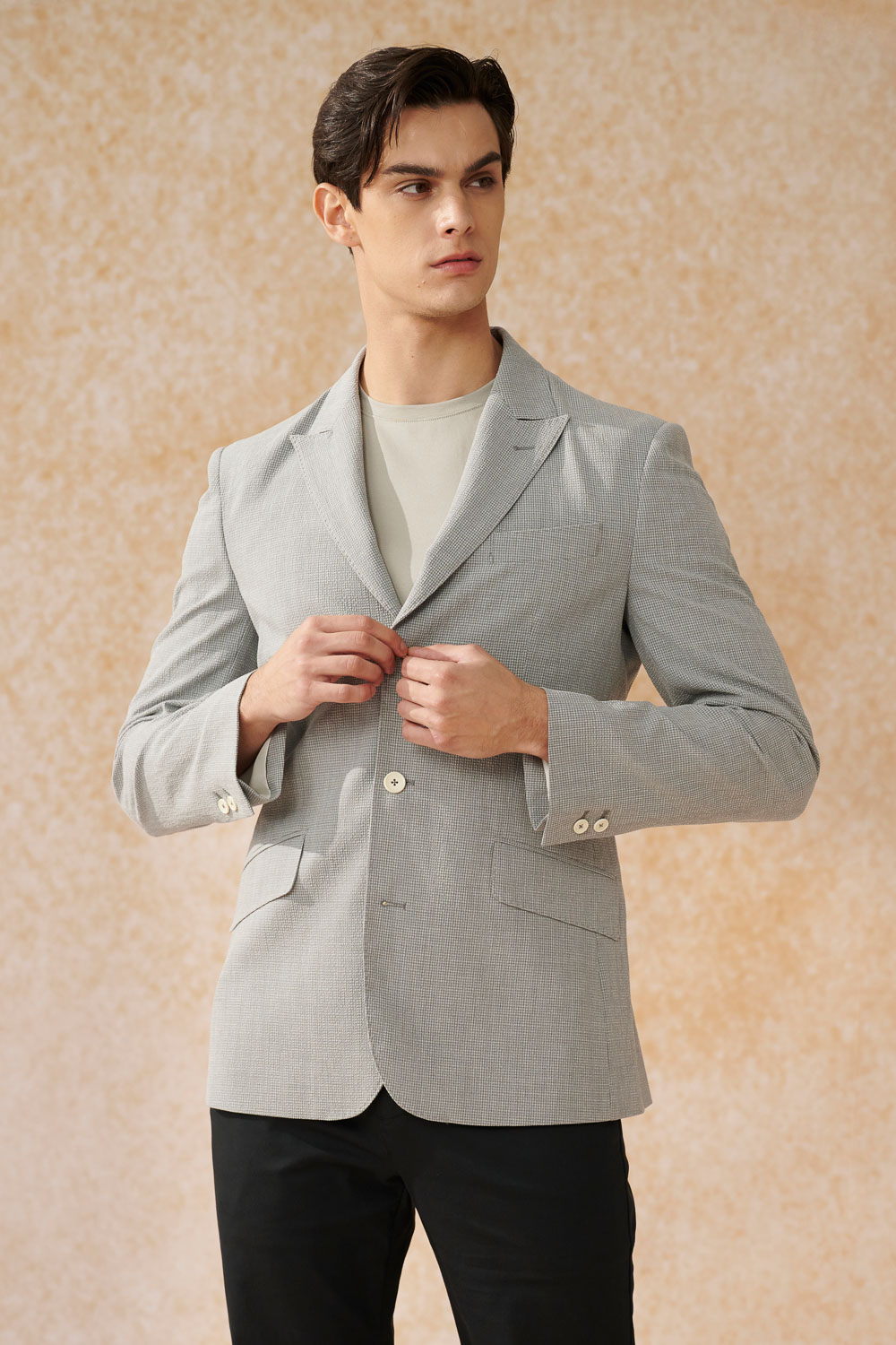 SST&C Gray Check Pattern Seersucker Casual Suit | 0612403003  (Outlet)_0