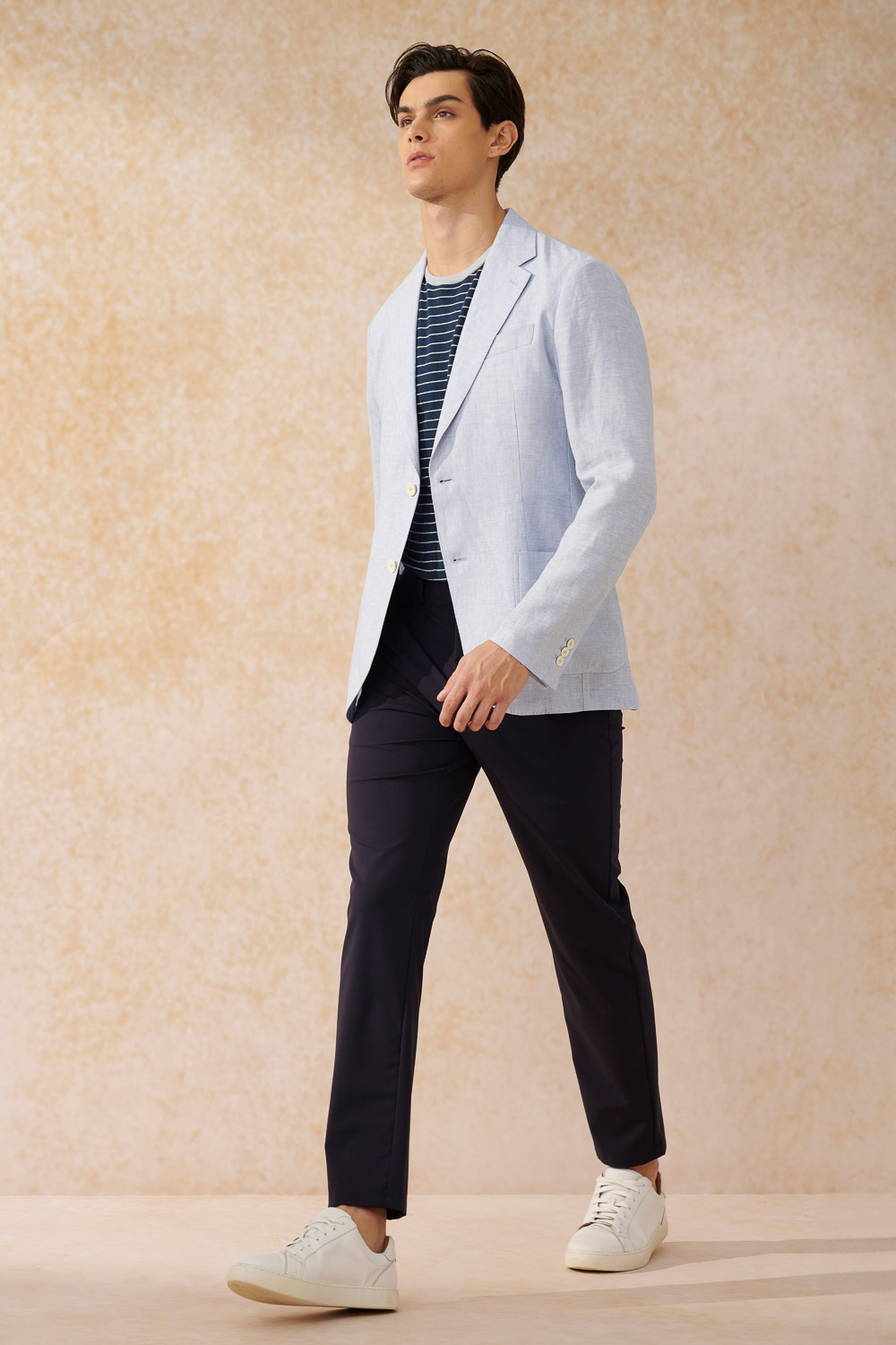 SST&C Unstructured Sky Blue Linen Casual Suit | 0612403005  (Outlet)_2