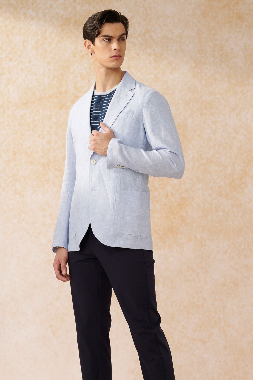 SST&C Unstructured Sky Blue Linen Casual Suit | 0612403005  (Outlet)_3