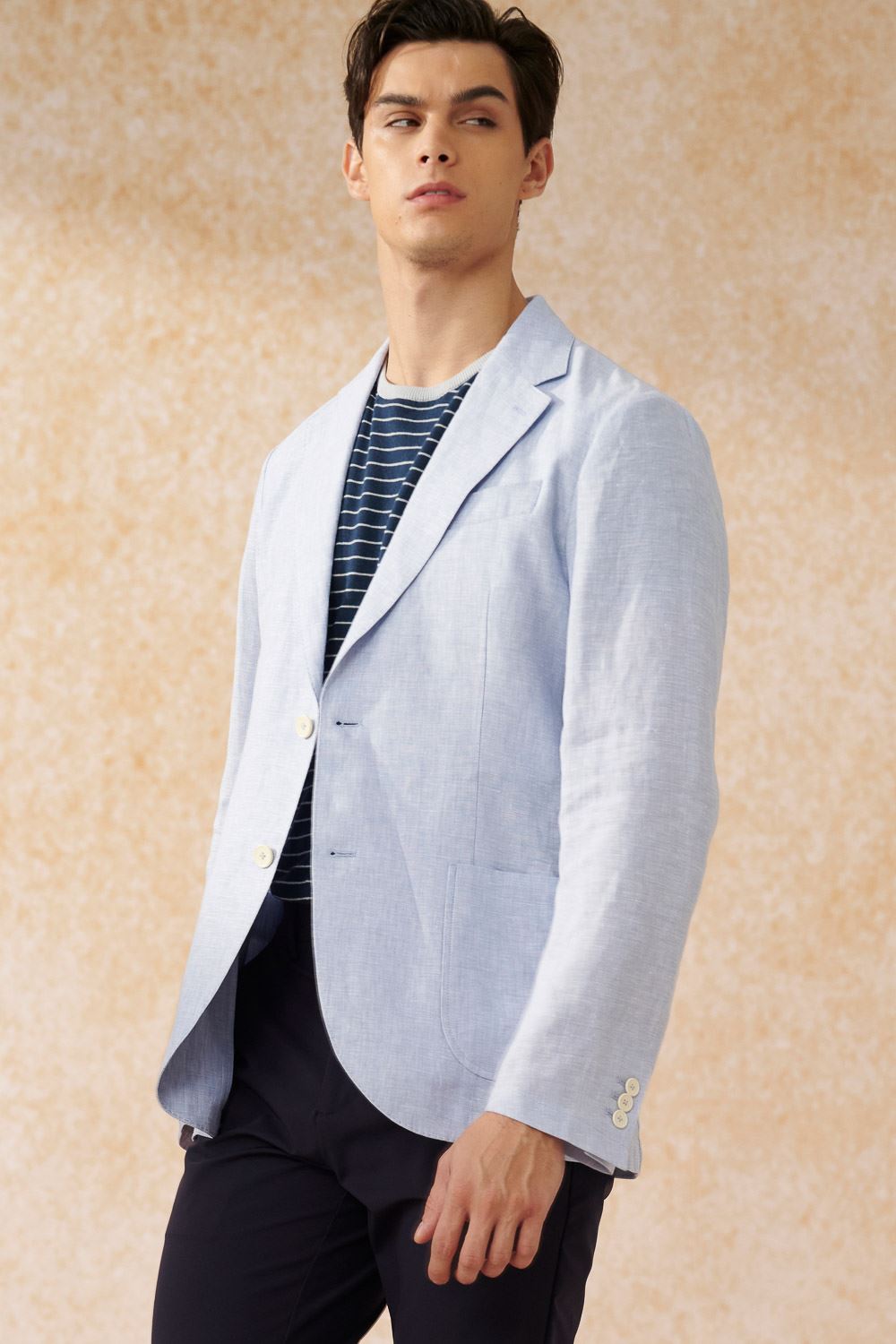 SST&C Unstructured Sky Blue Linen Casual Suit | 0612403005  (Outlet)_4