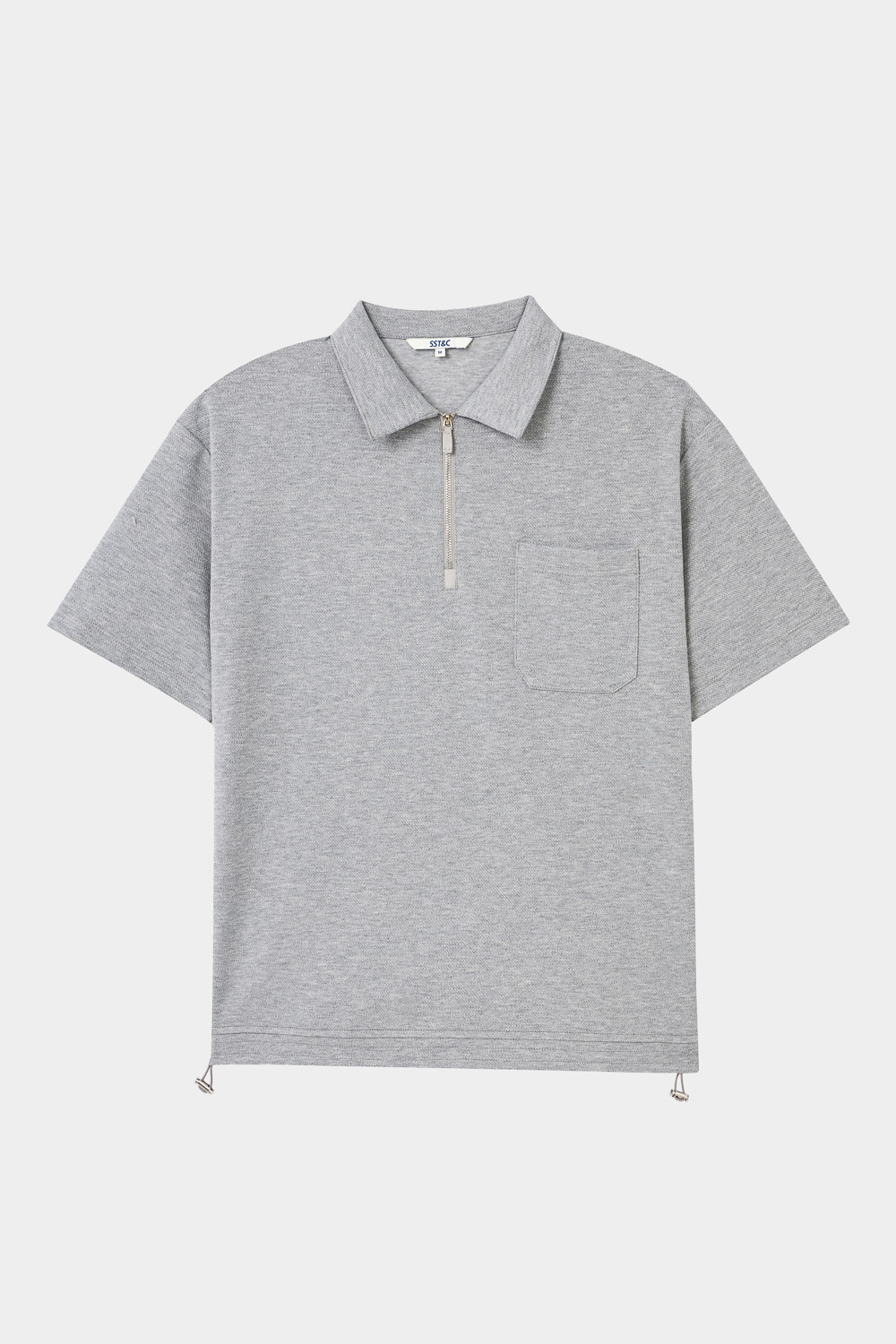 SST&C Light Gray Loose Version With Half Placket Zipper Short Sleeves | 1012403008  (Outlet)_7