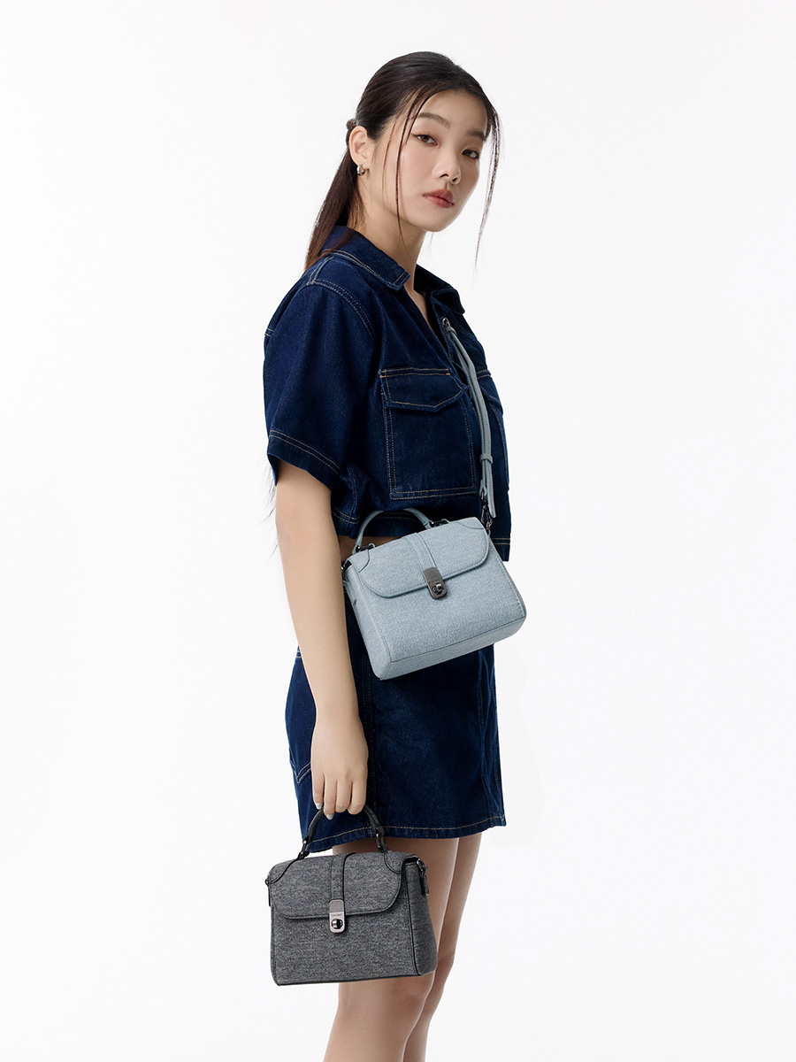 ■S'AIME■Ji皮斜切轉鎖手提小方包 スクエアハンドバッグ/送料込 □S'AIME□Ji皮斜切轉鎖手提小方包 スクエアハンドバッグ/
