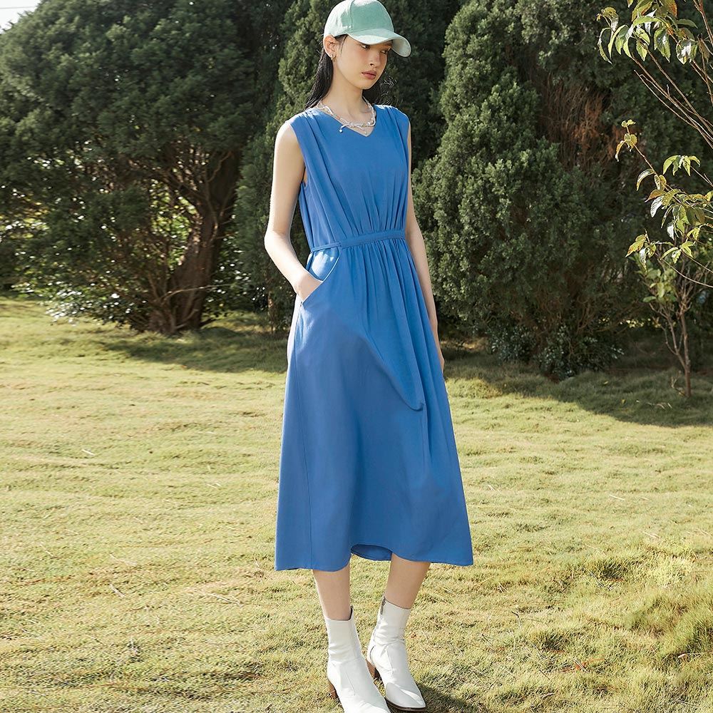 OUWEY歐薇 夏日海風輕涼洋裝(藍色；S-L)3242257507_1
