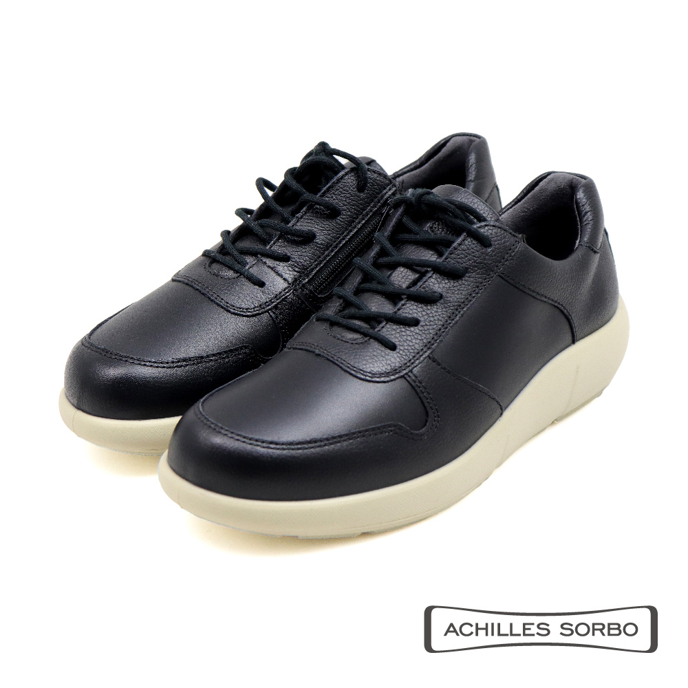 【Achilles】防水拼接厚底增高綁帶休閒鞋 黑色(ASC528-BL)