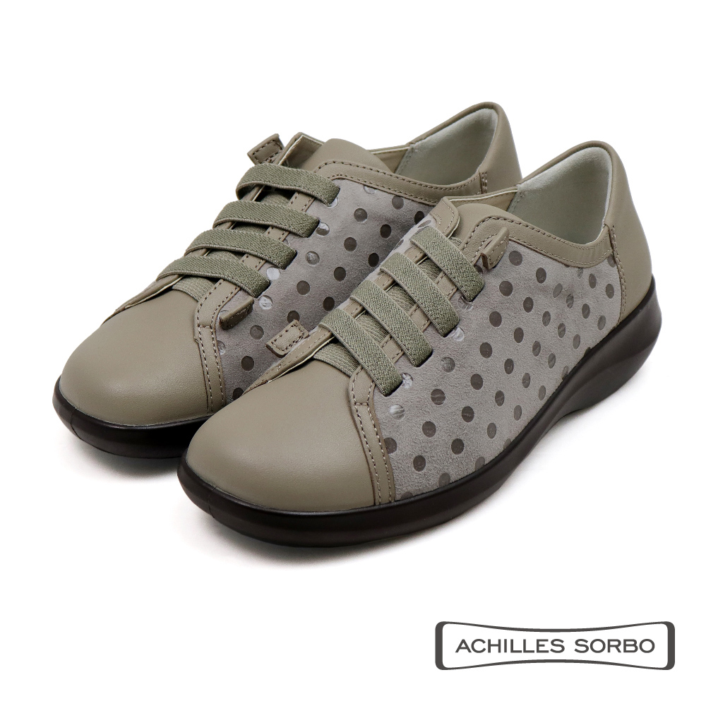 【Achilles】免綁帶點點拼接造型舒適休閒鞋 奶茶色(ASC568-LHOC)