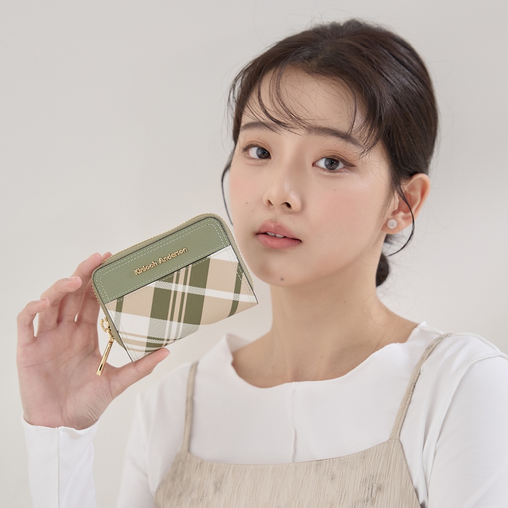 Xylia 經典格紋拉鍊零錢包-羅勒綠_0